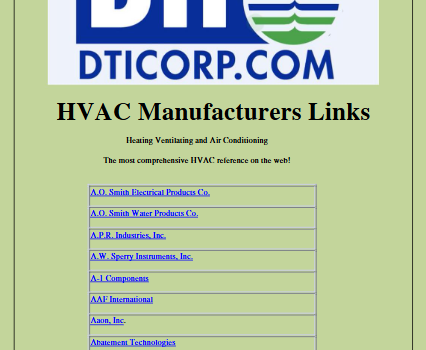 HVAC Manufacturers Links